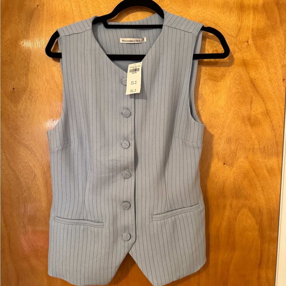 Abercrombie Blue Stripe Tailored Vest NWT - Women’s M